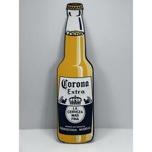 VTG 80's CORONA EXTRA TIN BEER BOTTLE ADVERTISING SIGN 20" GAMBRINUS IMPORTING